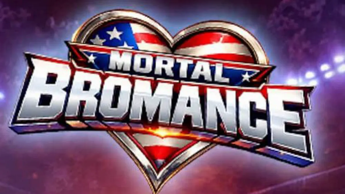 Mortal Bromance slot machine interface na may mga character symbols at locker room theme.