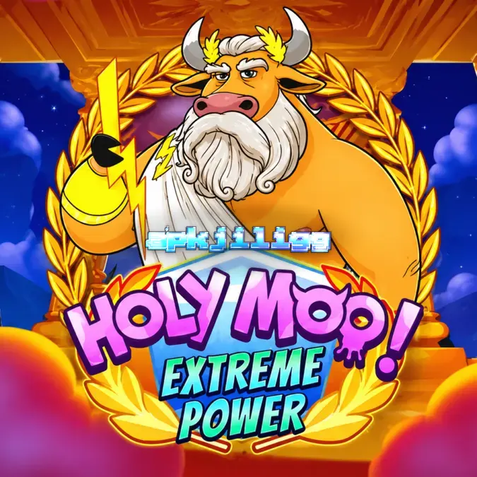 Tampilan visual grid 6x6 pada slot Holy Moo! Extreme Power dengan tema dewa sapi.